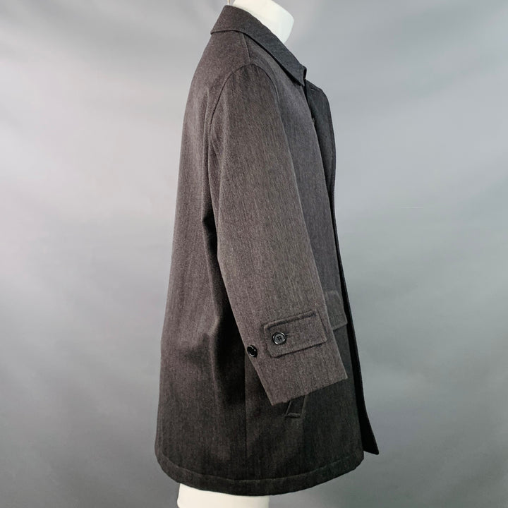 BURBERRY LONDON Size M Grey Charcoal Acetate Blend Twill Zip Buttons Coat