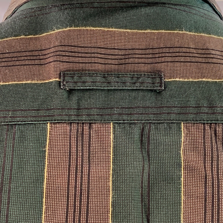 JEAN PAUL GAULTIER Size L Green Brown Stripe Sleeveless One Pocket Tie Suit