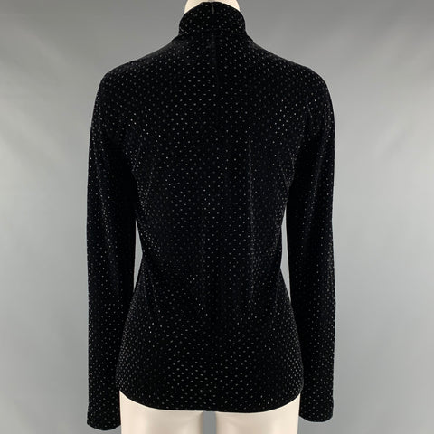 AKRIS Size 8 Black Polyester Beaded Turtleneck Dress Top