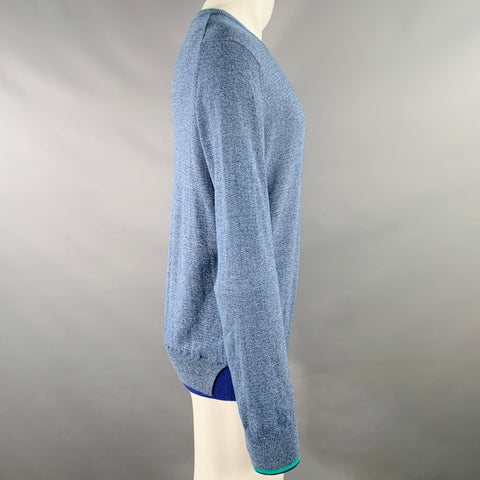 KENZO Size M Heather Blue Green Knit Cotton Crew Neck Pullover