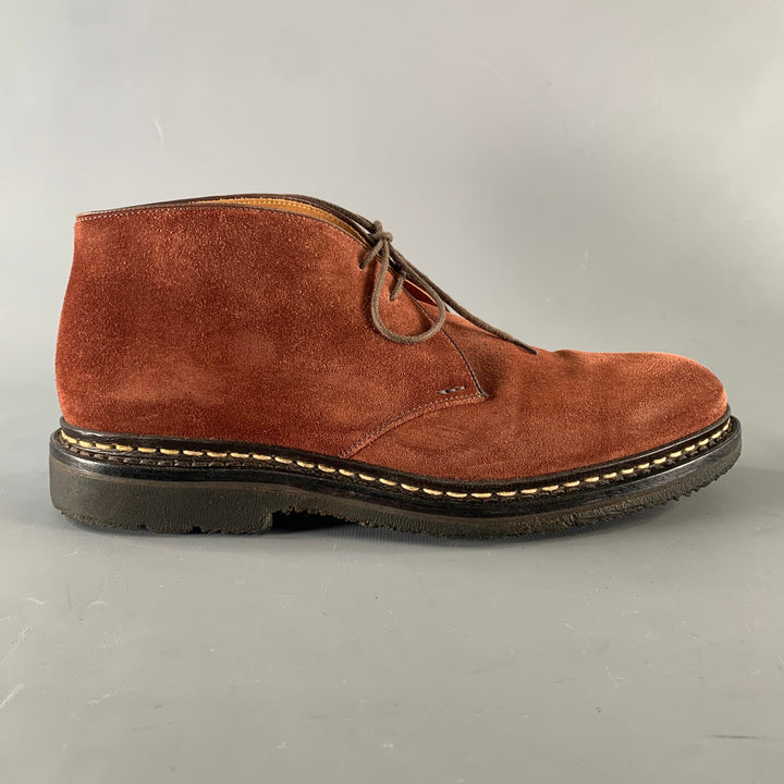 HESCHUNG Size 8.5 Burgundy Suede Chukka Boots