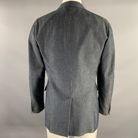 RRL by RALPH LAUREN Chest Size 42 Navy White Stripe Cotton Peak Lapel Sport Coat