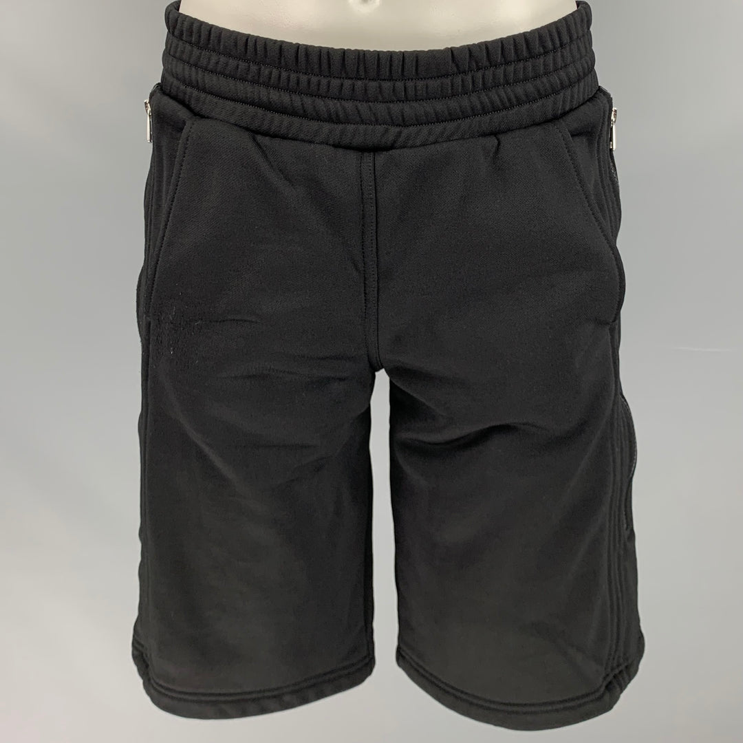 MONCLER Talla M Pantalones cortos con cordón en mezcla de algodón negro