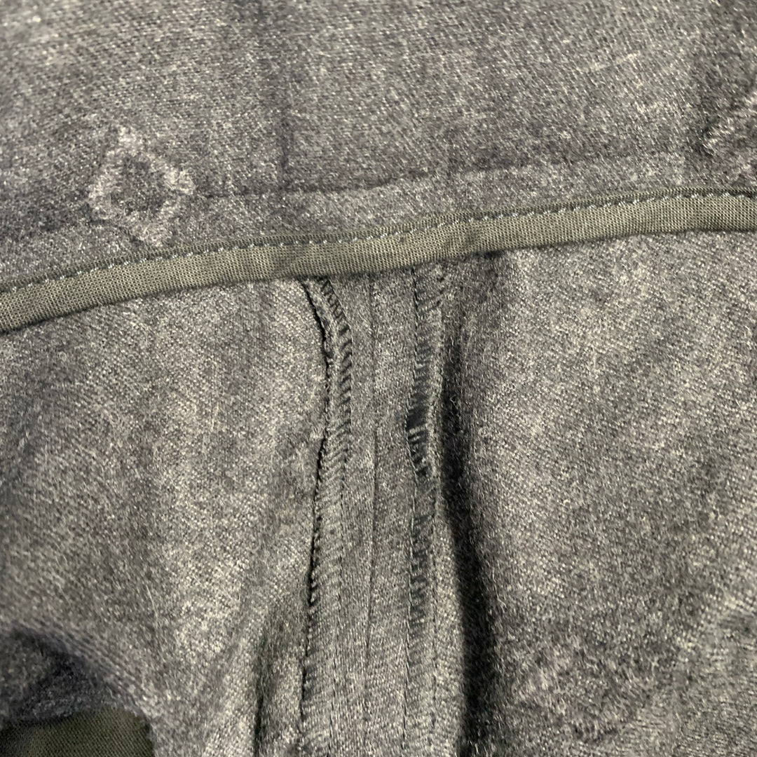 EMPORIO ARMANI Size 30 Grey Charcoal Embossed Virgin Wool Belted Dress Pants