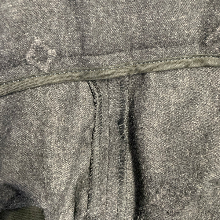 EMPORIO ARMANI Size 30 Grey Charcoal Embossed Virgin Wool Belted Dress Pants