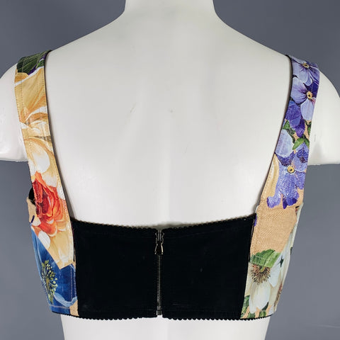 DOLCE & GABBANA Size 8 Multi Color Nylon Blend Floral Bralette