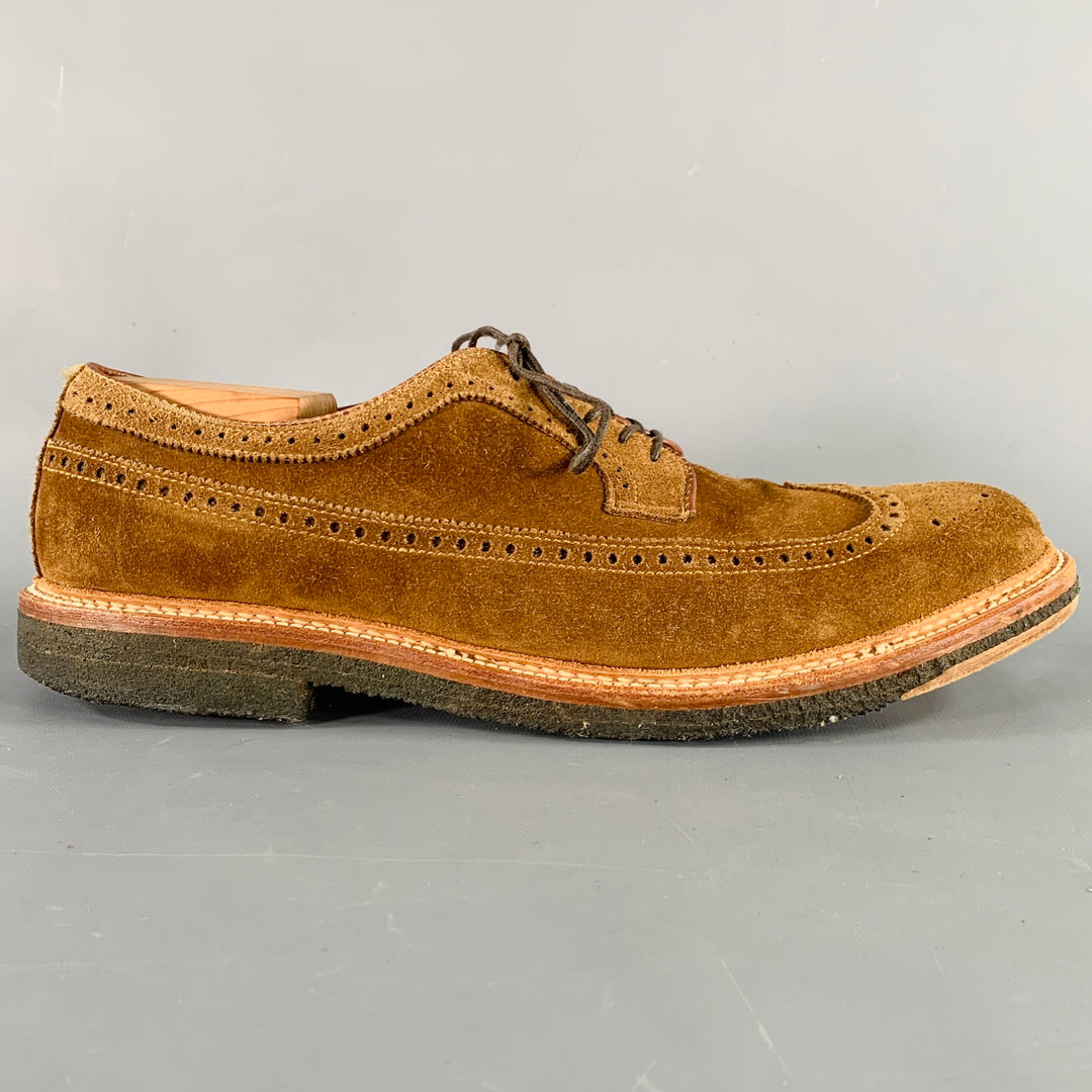ALDEN Size 12.5 Brown Perforated Suede Wingtip Lace-Up Shoes