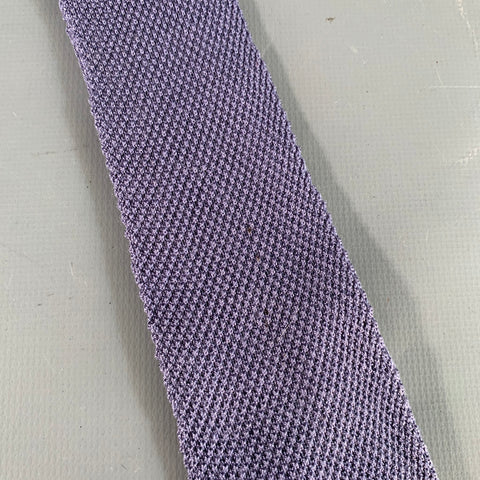 LANVIN Blue Seed Stitch Silk Knit Skinny Tie