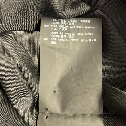 SAINT LAURENT Size 10 Black Calfskin Leather Mini Skirt