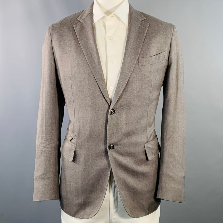 ERMENEGILDO ZEGNA Size 46 Regular Taupe Nailhead Silk Cotton Sport Coat