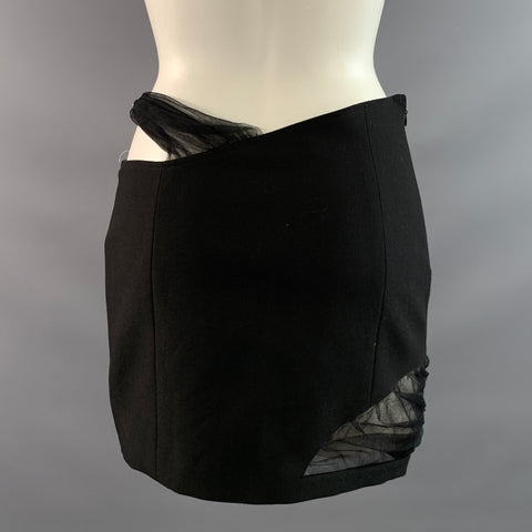 NANA JACQUELINE Size M Black Polyester Blend Mini Skirt