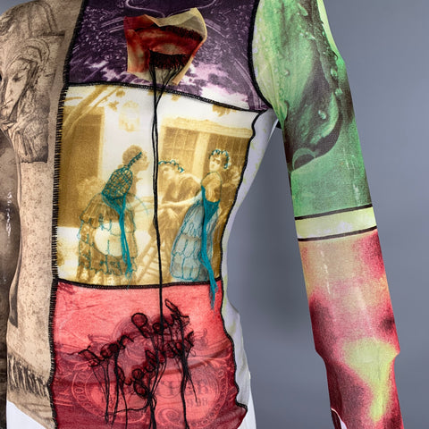 JEAN PAUL GAULTIER Size L Multi Color Mixed Patterns Mixed Fabrics Pullover