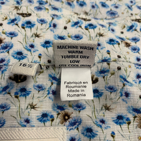 HAUPT Size L Grey Blue Floral Long Sleeve Shirt
