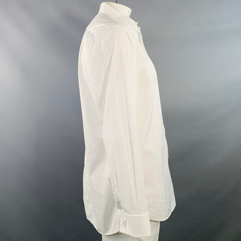 GUY ROVER Size L White Cotton Curved Cutaway Formal Long Sleeve Shirt