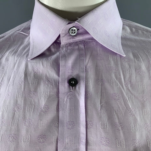 PAUL SMITH Size XL Purple Lavender Jacquard Cotton French Cuff Long Sleeve Shirt
