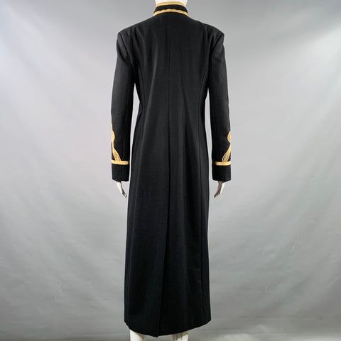RALPH LAUREN Taille M Manteau croisé en laine mélangée marine et or avec applique