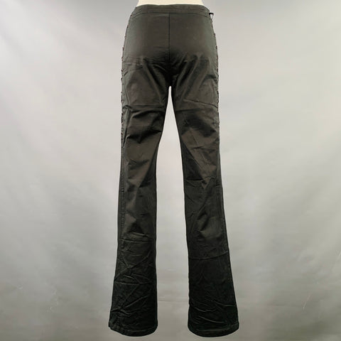 MOSCHINO Size 8 Black Cotton Blend Lace-Up Casual Pants