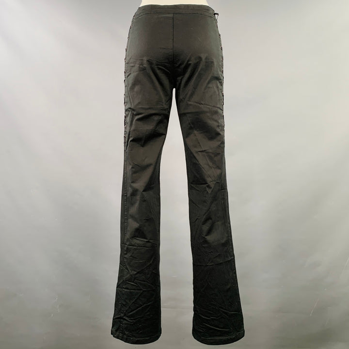 MOSCHINO Size 8 Black Cotton Blend Lace-Up Casual Pants
