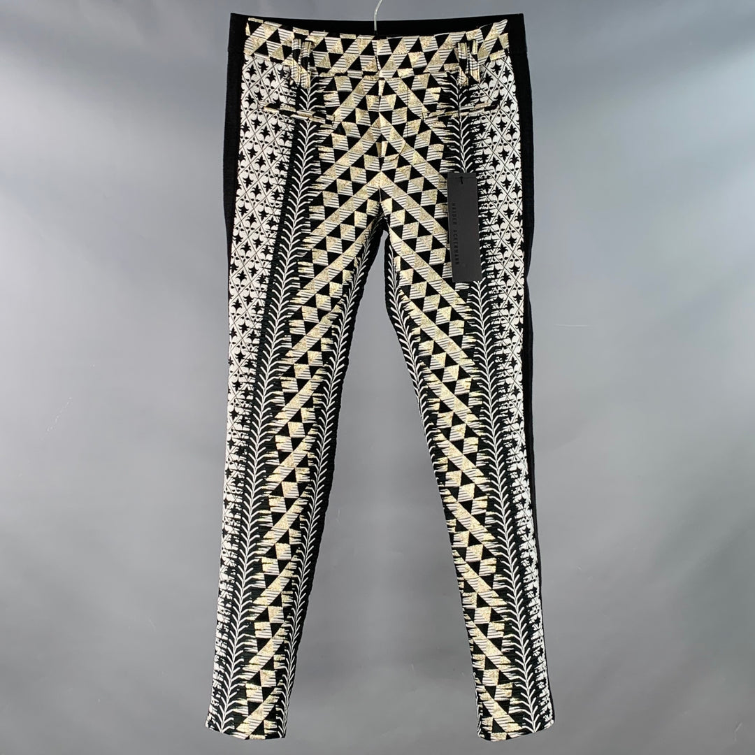 HAIDER ACKERMANN Size 28 Black White Gold Jacquard Polyester Blend Skinny Dress  Pants – Sui Generis Designer Consignment