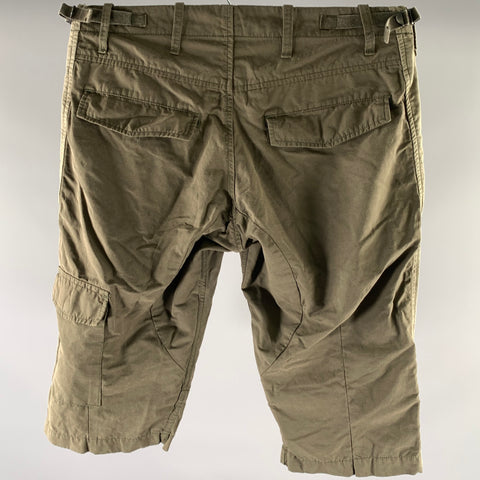 NICE COLLECTIVE Size 30 Green Olive Color Block Cotton Cargo Shorts