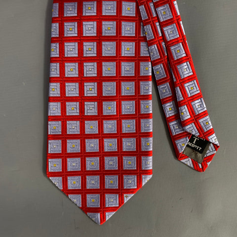 ROBERT TALBOTT Red light blue yellow Geometric Silk Tie