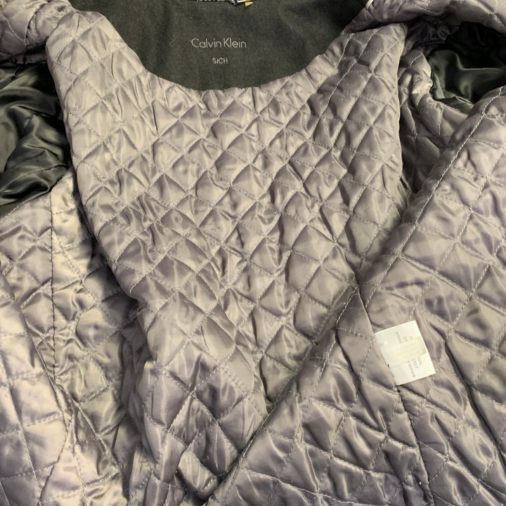 CALVIN KLEIN Size S Black Wool Blend Layered Zip Up Jacket