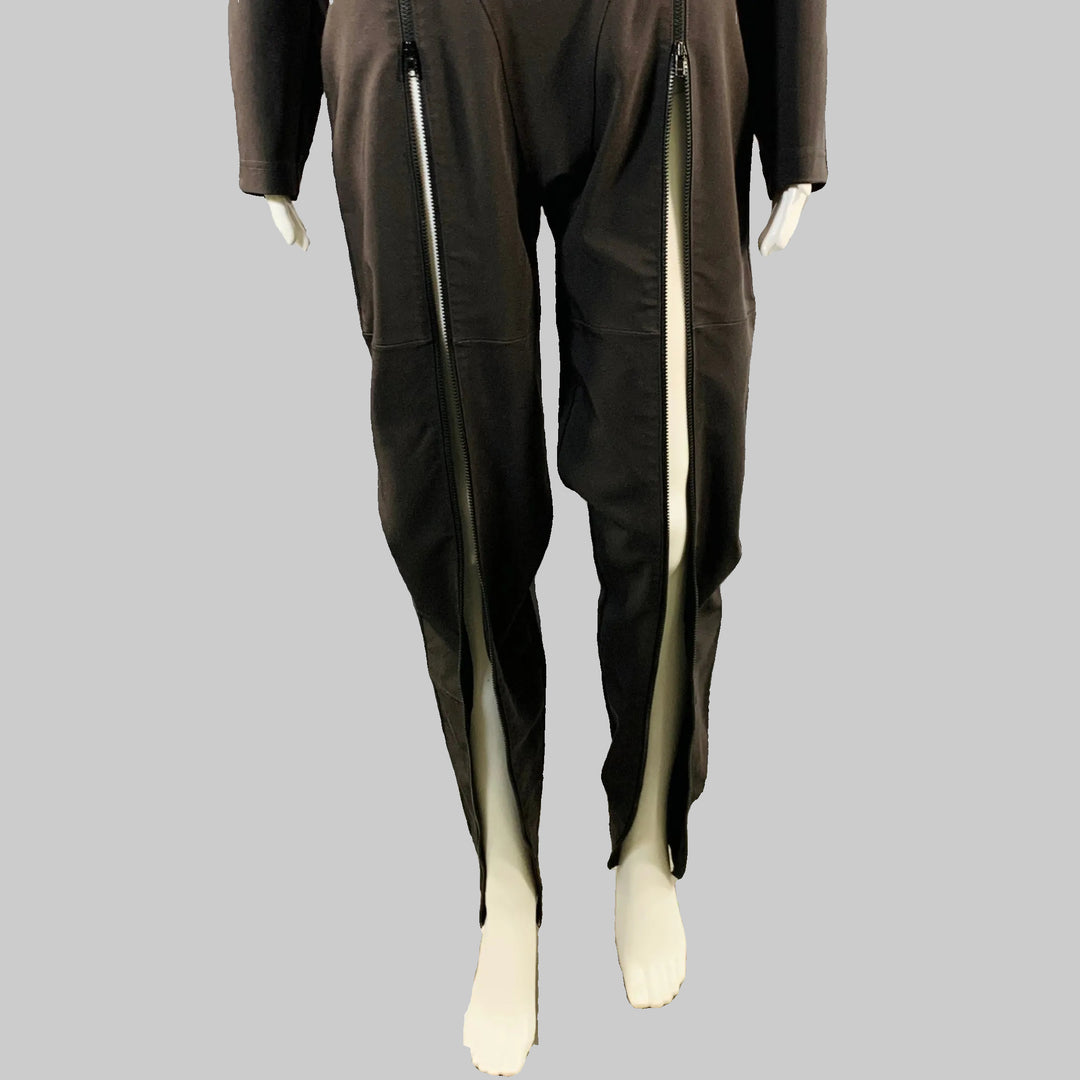 ISSEY MIYAKE Size M Black Polyester Blend High Neck Zip Up Jumpsuit