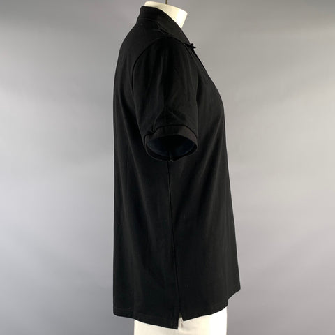 DIOR Size XL Black Pique Cotton Buttoned Polo