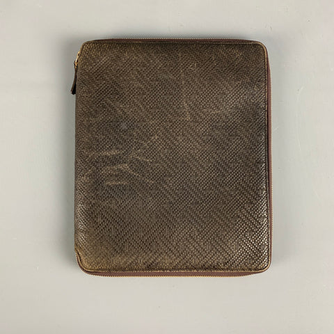 BLOOMINGDALE'S Brown Textured Leather Portfolio Handbag & Leather Goods