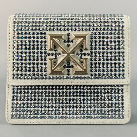 OFF-WHITE JITNEY Grey Rhinestones Leather Crossbody Handbag