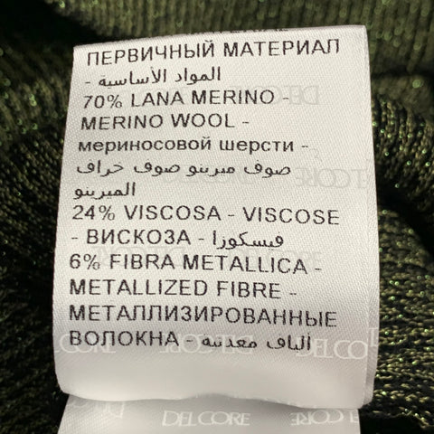 DEL CORE Size S Black Metallic Green Merino Wool Blend Rib Knit Long Cocktail Dress
