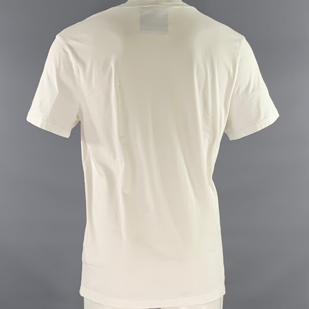 MOSCHINO Size M White Black Logo Cotton Lightweight T-shirt
