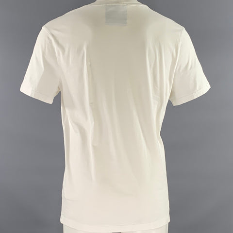 MOSCHINO Size M White Black Logo Cotton Lightweight T-shirt