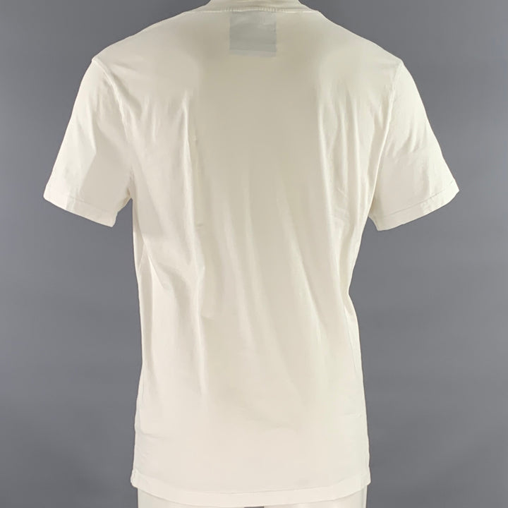 MOSCHINO Size M White Black Logo Cotton Lightweight T-shirt