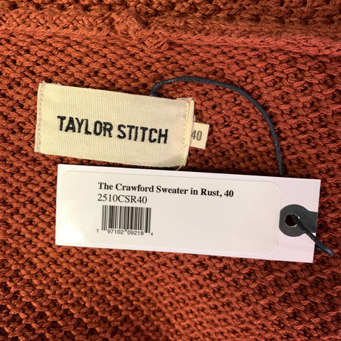 TAYLOR STITCH Size S Orange Mahagony Knit Cotton Shawl Cardigan