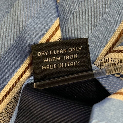ERMENEGILDO ZEGNA One Size Blue Cream Diagonal Stripe Silk Tie