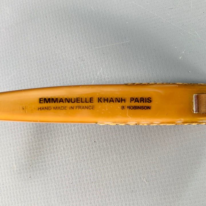 EMMANUELLE KHANH Vintage Tan Brown Snakeskin Leather Acetate Square Sunglasses