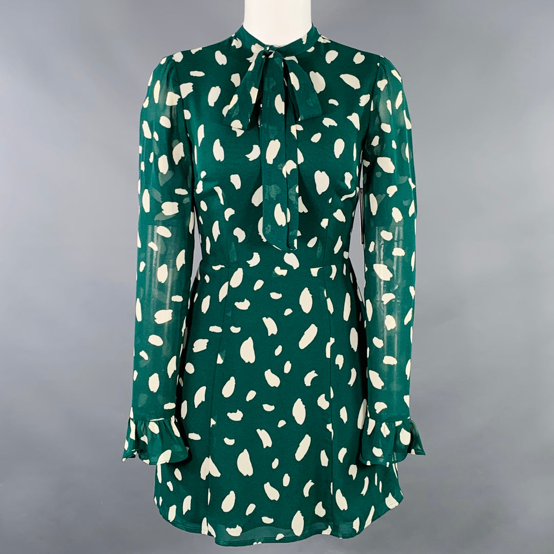 REFORMATION Size 0 Green White Viscose Abstract A-Line Dress Sui Generis Designer Consignment REFORMATION Size 0 Green White Viscose Abstract A-Line Dress Sui Generis Designer Consignment