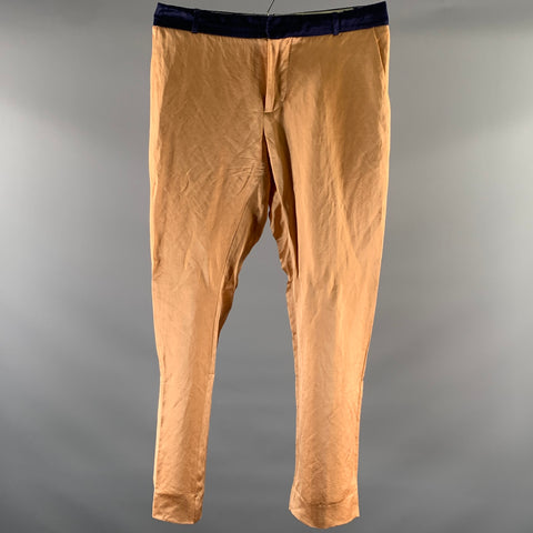 ANDREA POMPILIO Size 30 Navy Orange Color Block Tapered Dress Pants