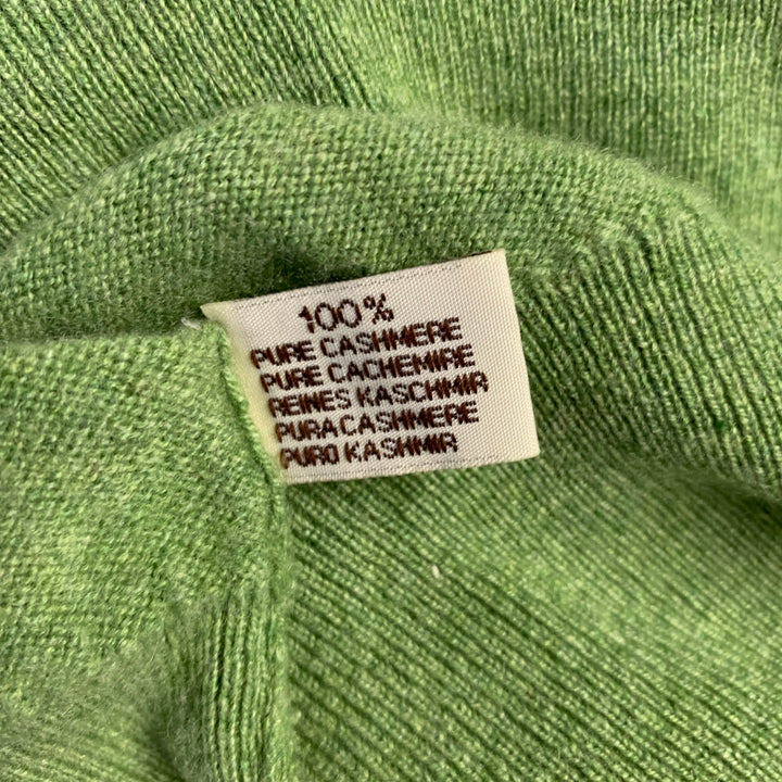 TURNBULL & ASSER Size L Green Knitted Cashmere Crew-Neck Sweater