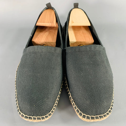 GRAY Size 10.5 Black Natural Canvas Rope Trim Loafers