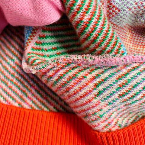 MSGM Size M Pink Multi Color Viscose Blend Floral Plaid Oversized Mixed Patterns Cardigan