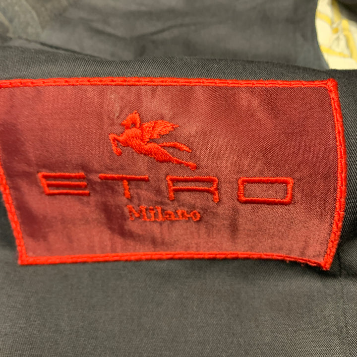 ETRO Size 38 Charcoal Grey Print Wool Notch Lapel Suit