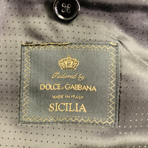 DOLCE & GABBANA Size 42 Black Grey Pinstripe Polyester Blend Suit