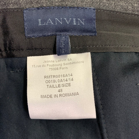 LANVIN Size 32 Charcoal Wool Cashmere Ankle Zip Flat Front Dress Pants