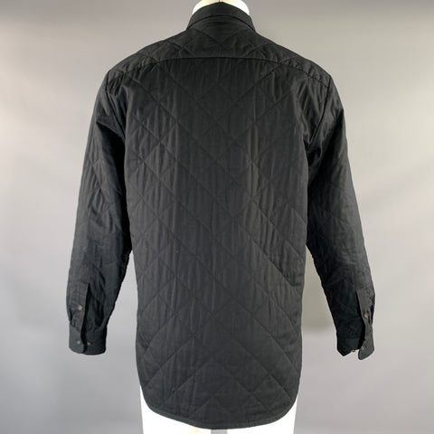 DRIES VAN NOTEN Size S Black Quilted Cotton Blend Shirt Jacket Long Sleeve Shirt