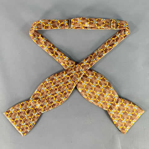 BEAU TIES LTD. Brown Gold Abstract Floral Bow Tie