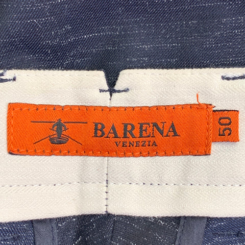 BARENA Size 34 Navy Heather Virgin Wool Flat Front Casual Pants