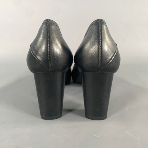 CoSTUME NATIONAL Size 8 Black Leather Slip On Pumps