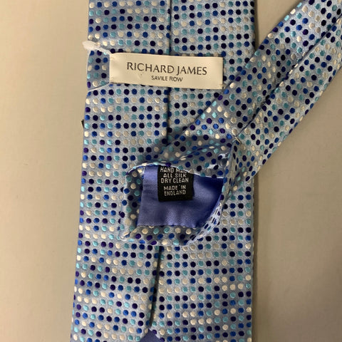 RICHARD JAMES SAVILE ROW Blue Polka Dot Silk Tie